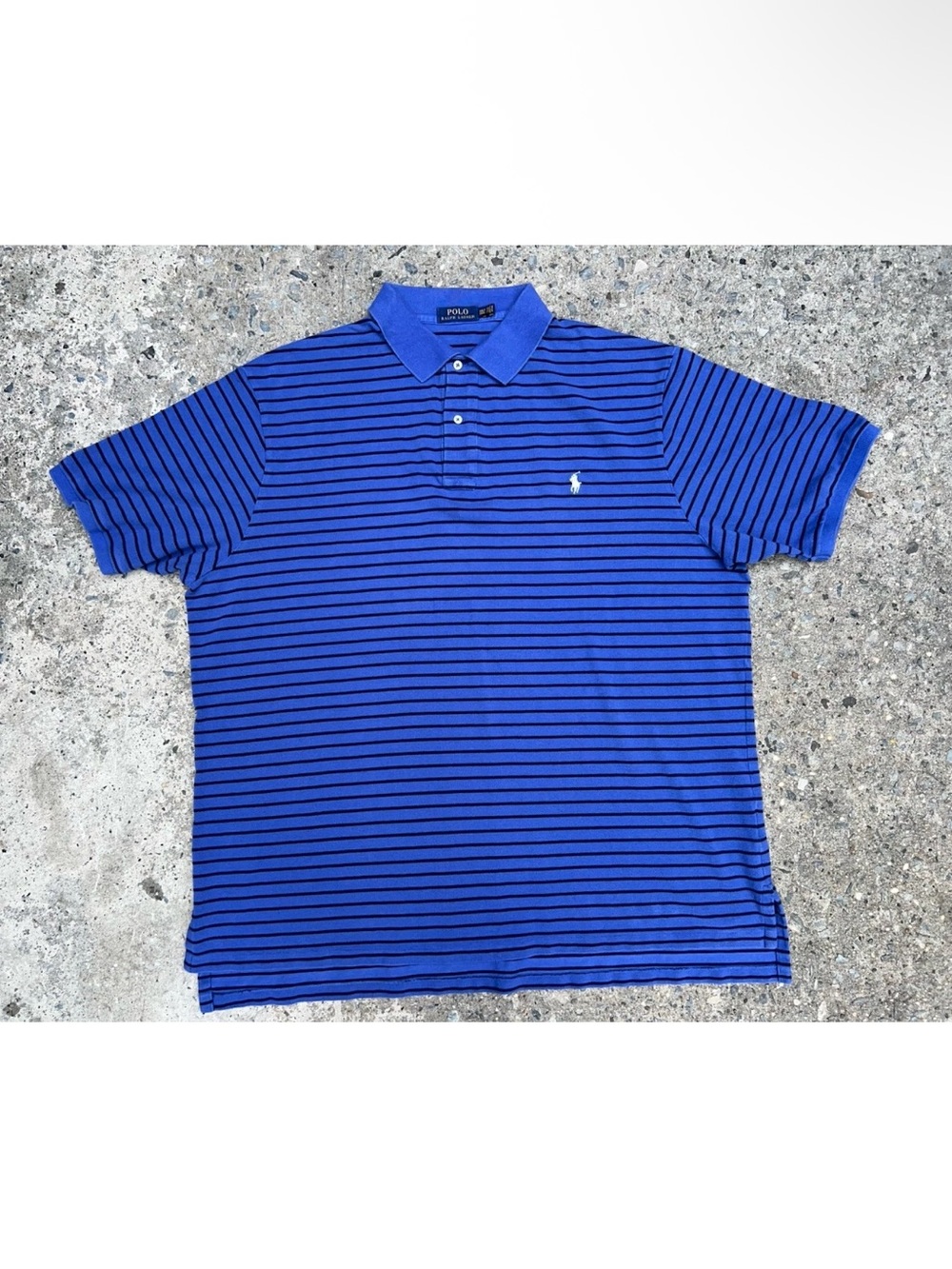 Polo Ralph Lauren 3XLT Polo Shirt Striped White Pony Blue 100% Cotton